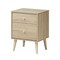 Freestanding Wooden Beside End Side Table Nightstand with 2 Deep Drawers